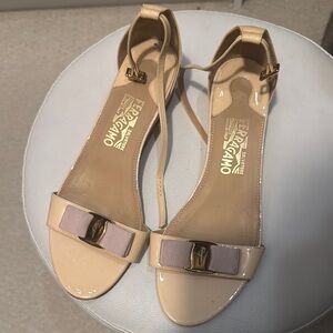 Salvatore Ferragamo Nude Patent Leather Sandals